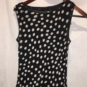 Talbots Petites Pure Silk Black And White Polka Dot Sleeveless Dress | Size 10